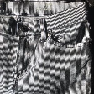 J.Crew Toothpick Navy Blue, White Stripped Jeans